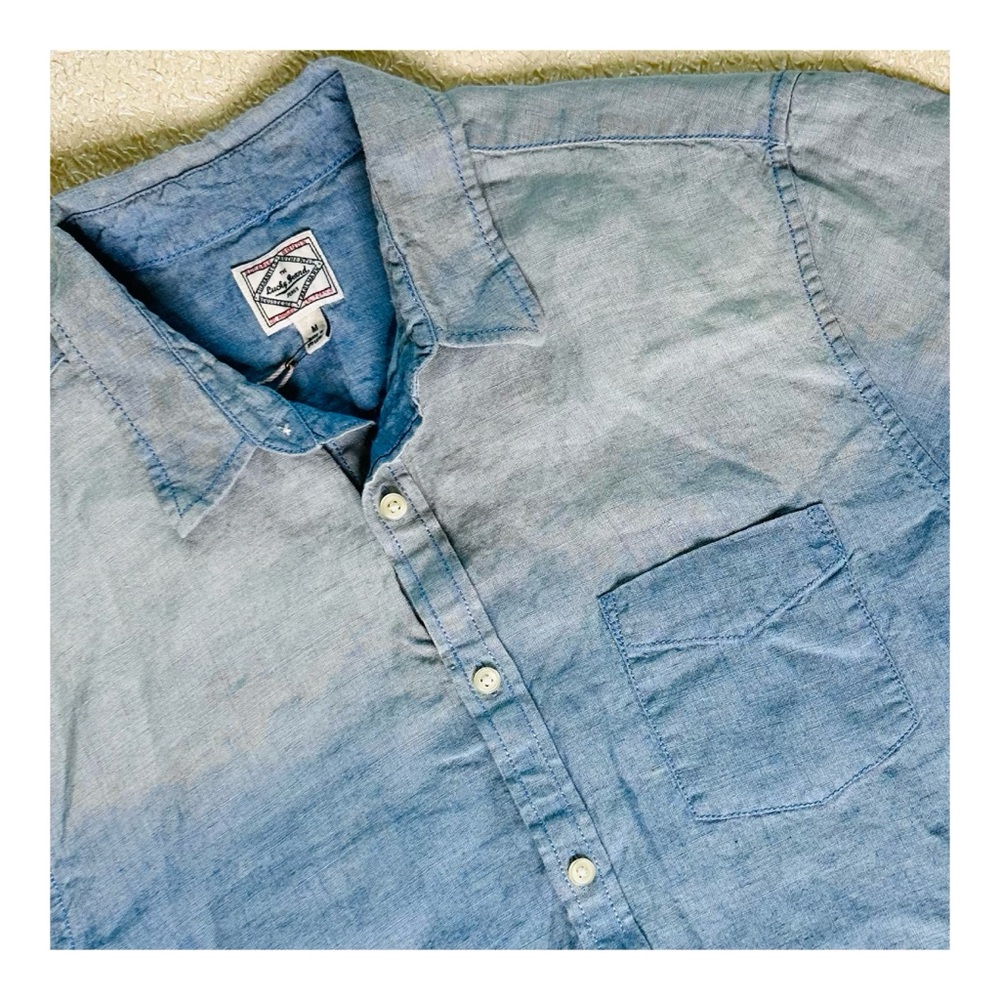 Lucky Brand Men’s Casual Linen Denim Short Sleeve Button Down Shirt Medium NEW - Picture 3 of 5